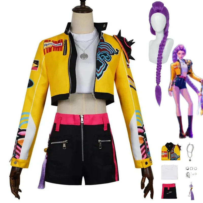 جديد 2025 أزياء أنيمي رومي التأثيرية للصيادين ملابس المسرح معطف أصفر شورت زي موحد شعر مستعار امرأة مثيرة كرنفال بدلة الهالوين olp