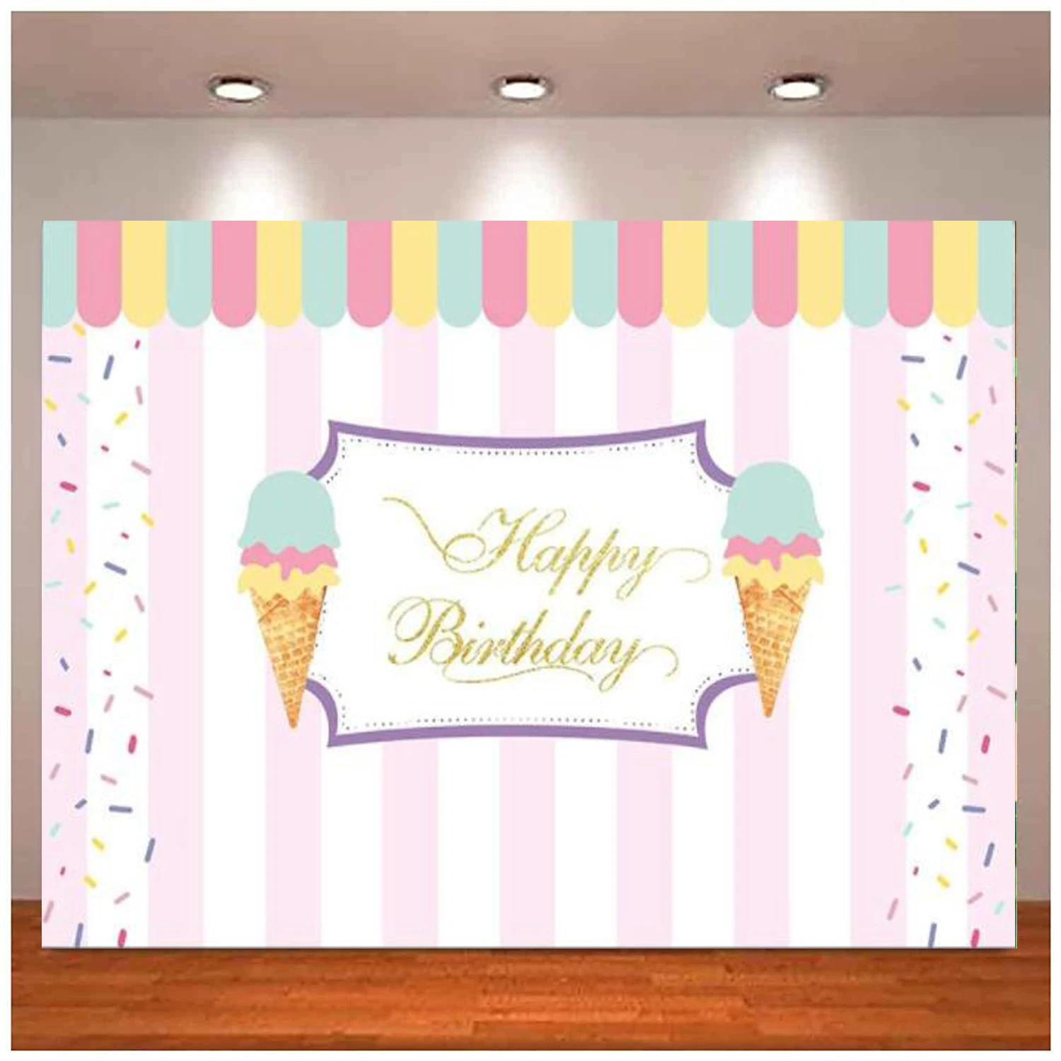 Photography Backdrop Ice Cream Birthday Party Photo Background Baby Kids Shower Decoration Supplies Banner Poster