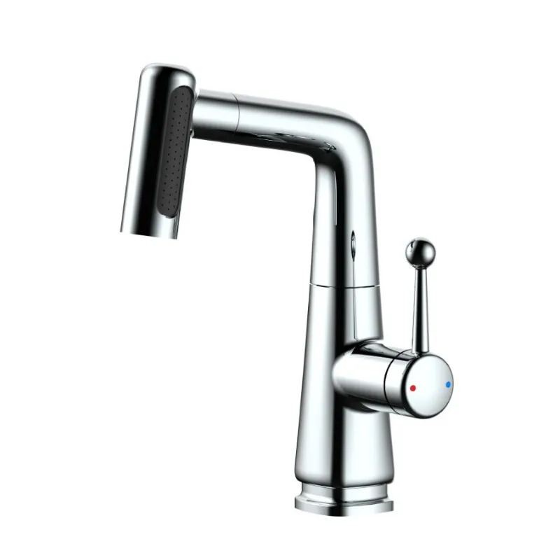 

Brass washbasin faucet, bathroom cabinet, mixed color pull-out with lift, hot and cold faucet