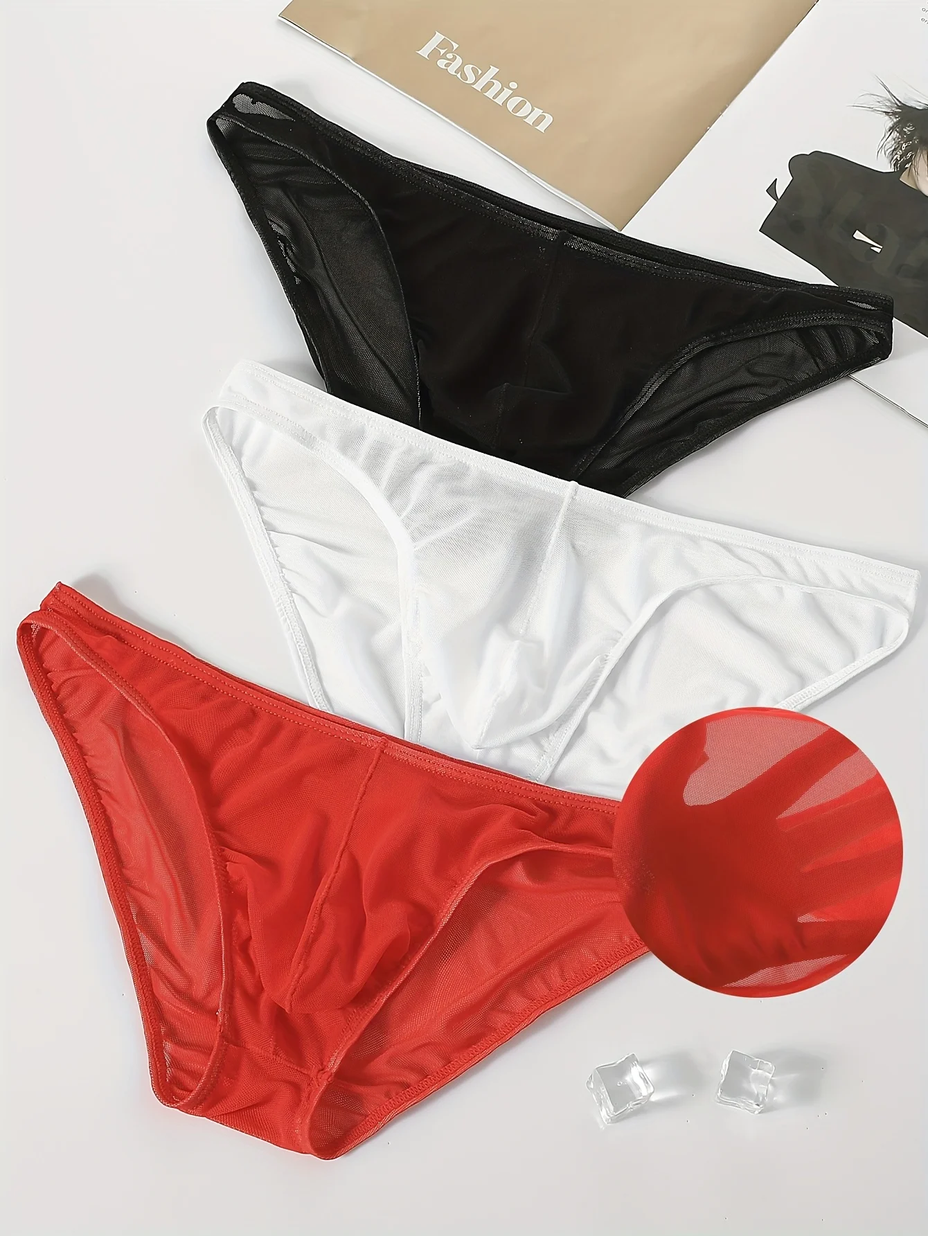 Bikini Sexy Ice Nylon Transparent Men's Triangle Underwear Breathable Sweat-Absorbent Men's Shorts
