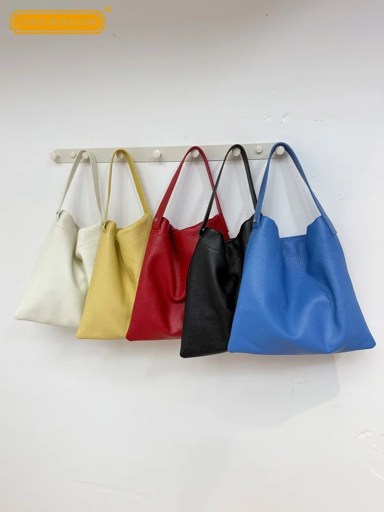 Ladies Fashion Harajuku Casual Soft Cowhide Genuine Leather Single Shoulder Bag Women Handbag Solid Color Summer Crossbody Bags