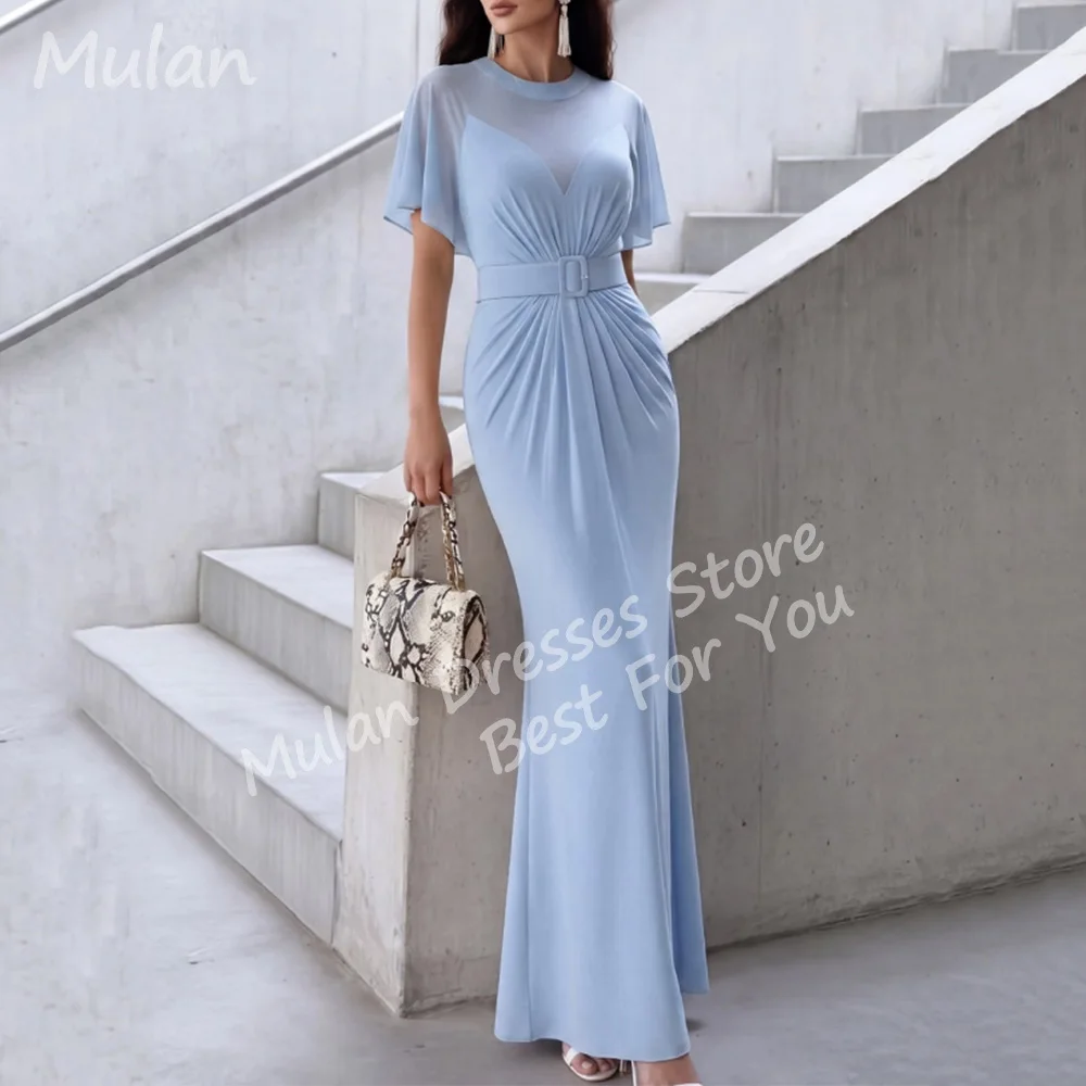 Customized New In Elegant Long Mermaid Evening Dresses for Women O-Neck Chiffon Special Events Prom Party Wedding Dress 2026