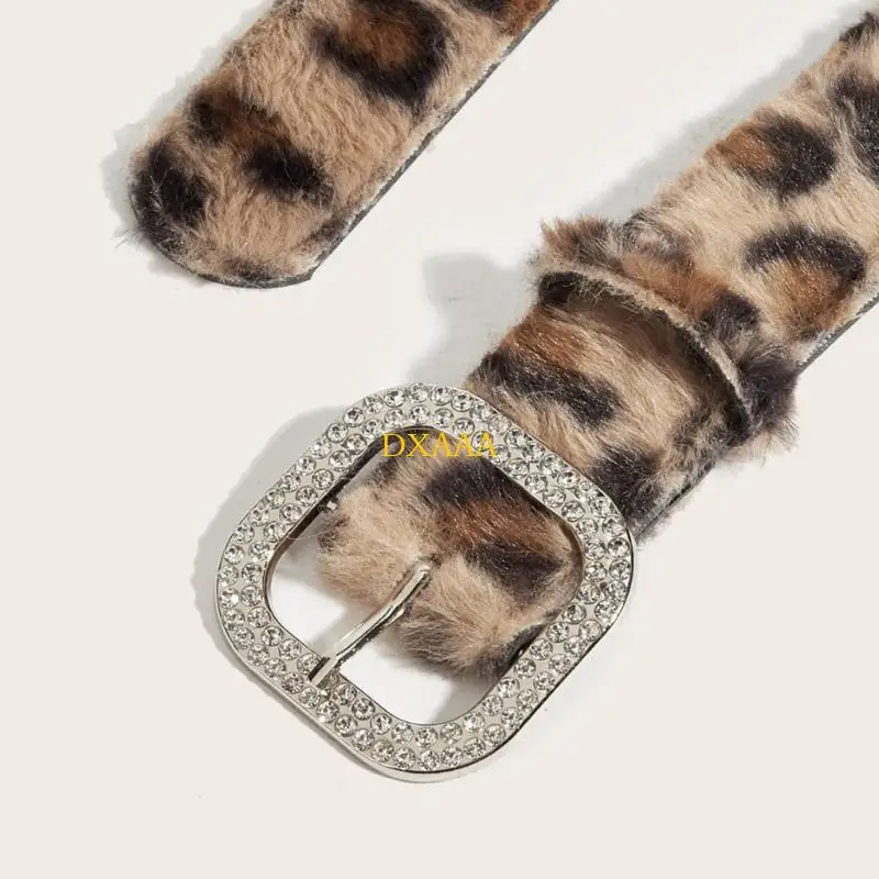 DXAA Leopard Print Waist Strap Adjustable Furry Belt for Trendy Outfit Combinations