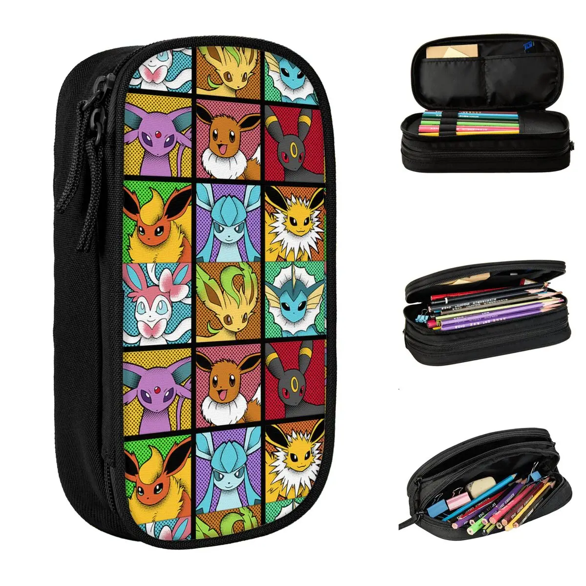 eevee pokemon pencil cases para criancas pen bolsa pop evolutions japao anime grande armazenamento estudantes presentes de escola novo 01