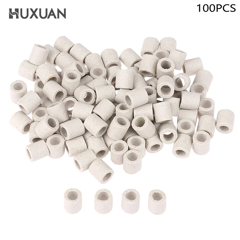 100Pcs Single Bore Ceramic Tube High Temperature Resistant Insulating Pipe Electronic Wire Bundle Porcelain Bushing