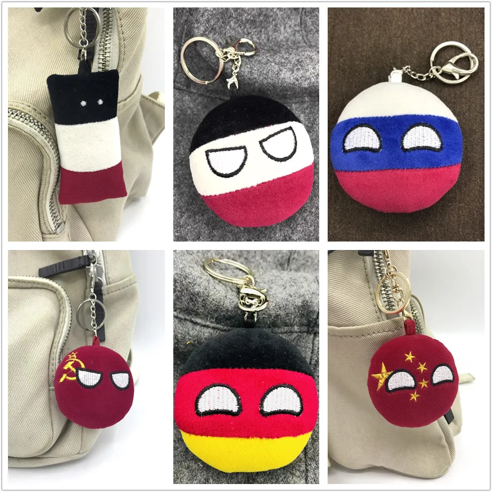 Soviet Union Russia Germany Ball Doll USSR Countryballs Polandball Hand Embroidery Toy Schoolbag Mobile Phone Pendant Keychain