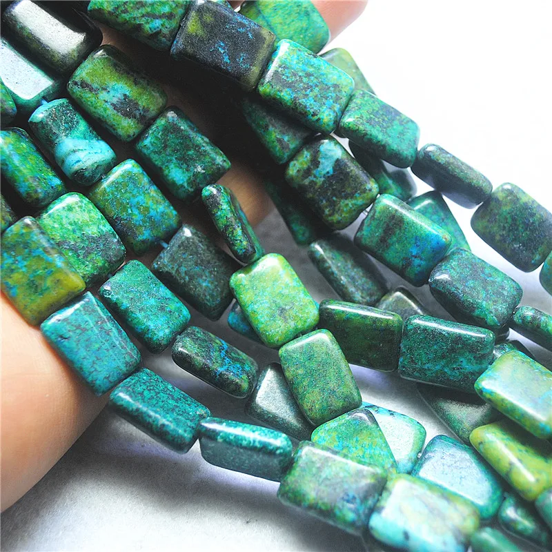 

26PCS New Dyed Colors Of Chrysocolla Stone Bead 12X16MM Rectangle Shape DIY Jewelry Women NECKLACE Making Accessories