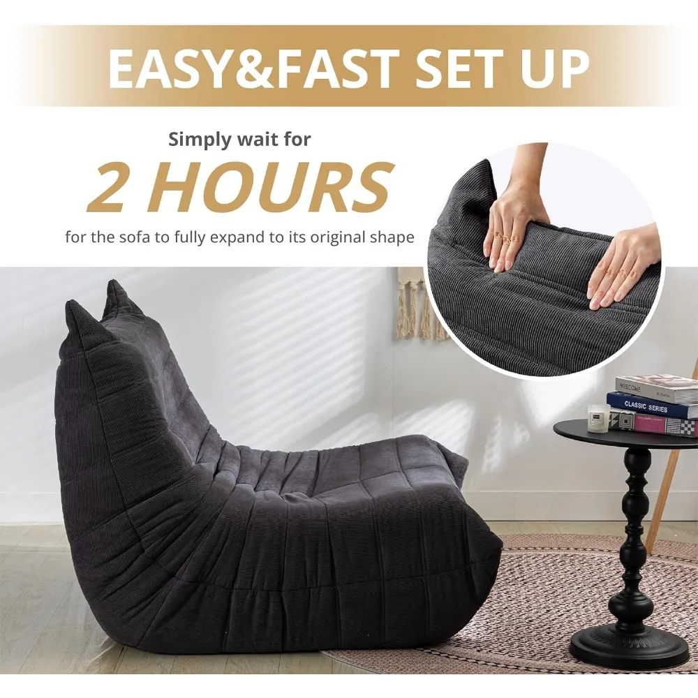 Bean Bag Chair Giant Bean Bag Chairs for Adults, Comfy Big Bean Bag Chairs with Memory Foam, Corduroy Stuff Floor Cushion Sofa image 5