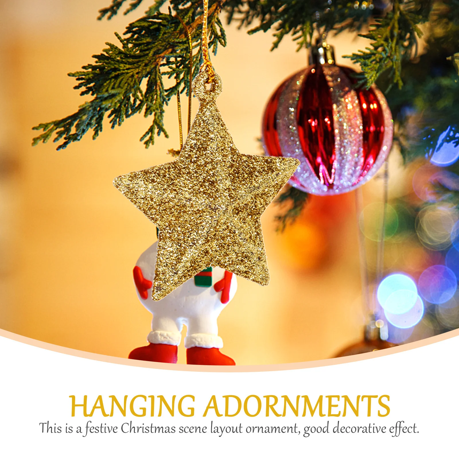 

24pcs Five-Pointed Star Ornaments Xmas Tree Pendants Plastic Hanging Decor For Christmas Party Festival Decoration Pvc