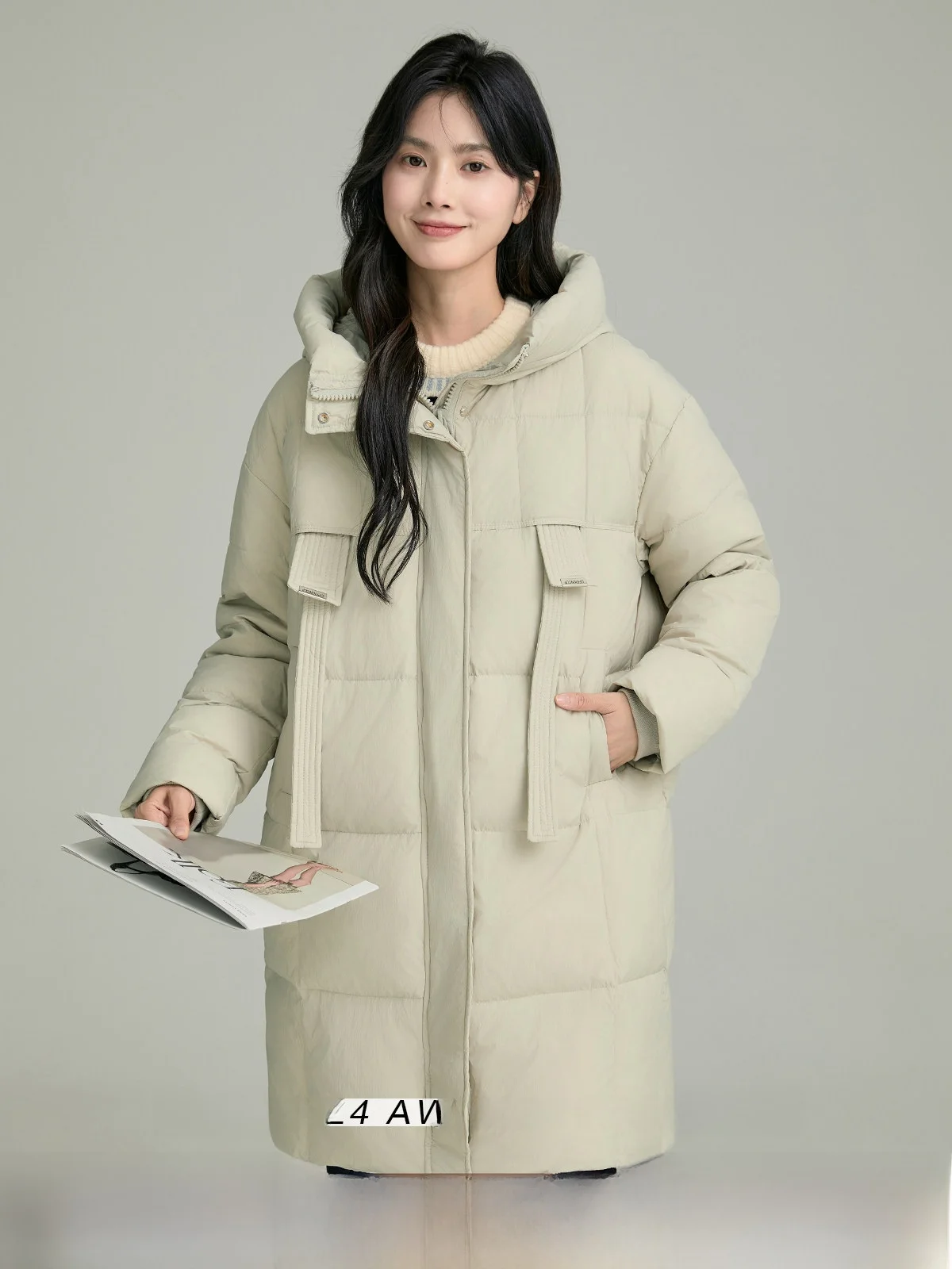 

Women's Thiened White Du down Hooded Jaet Long Warm Coat Commute Sle Winter Outerwear Sli Commuter Faion