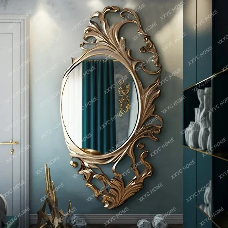A26 European special-shaped decorative mirror villa living room  wall hanging American retro full-body mirror French fitting mir
