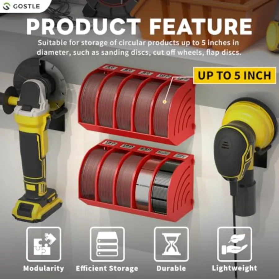 5 Inch Profional Sanding Discs Storage - Set for Efficient Organization, Offset Snap-On Connection, Grit Classification, Space-