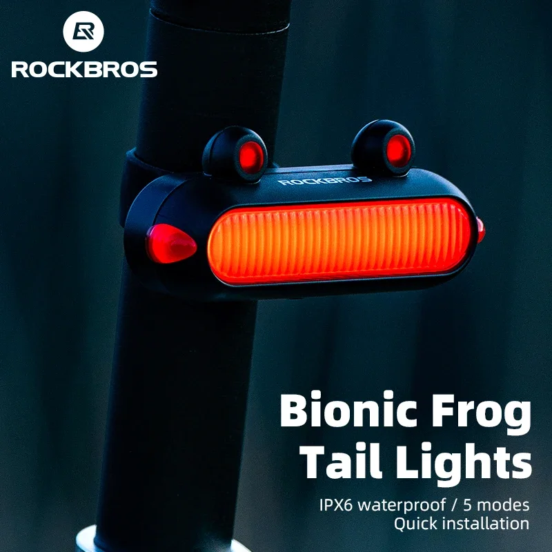 

ROCKBROS Bicycle Rear Light Type-C Charging IPX6 Bike Taillight LED Bike Tail Light Cycling Lights Mtb Bicycle Accessories