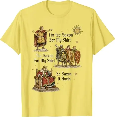 Zu sächsisch für mein Hemd – Lustiges T-Shirt mit mittelalterlichem Humor, Y2k, angelsächsisches Vintage-Grafik-T-Shirt, weiche Baumwolle, kurzärmelig. – Detail 20