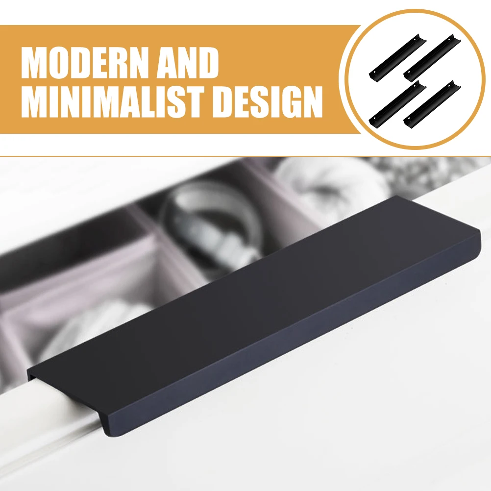 

4pcs Cabinet Handles Modern Minimalist Long Pull For Kitchen Bathroom Wardrobe Drawer Cupboard Door Hardware Hidden Metal Design