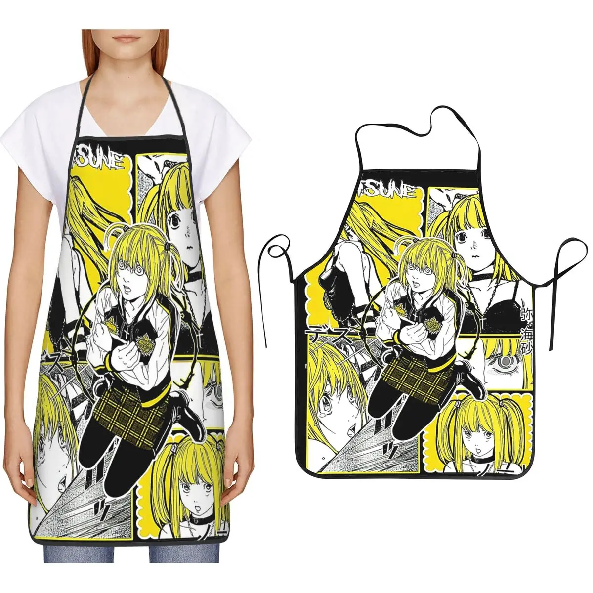 

Misa Girl Death Note Anime Aprons Chef Cooking Baking Tablier Bib Kitchen Cleaning Pinafore for Women Men Gardening