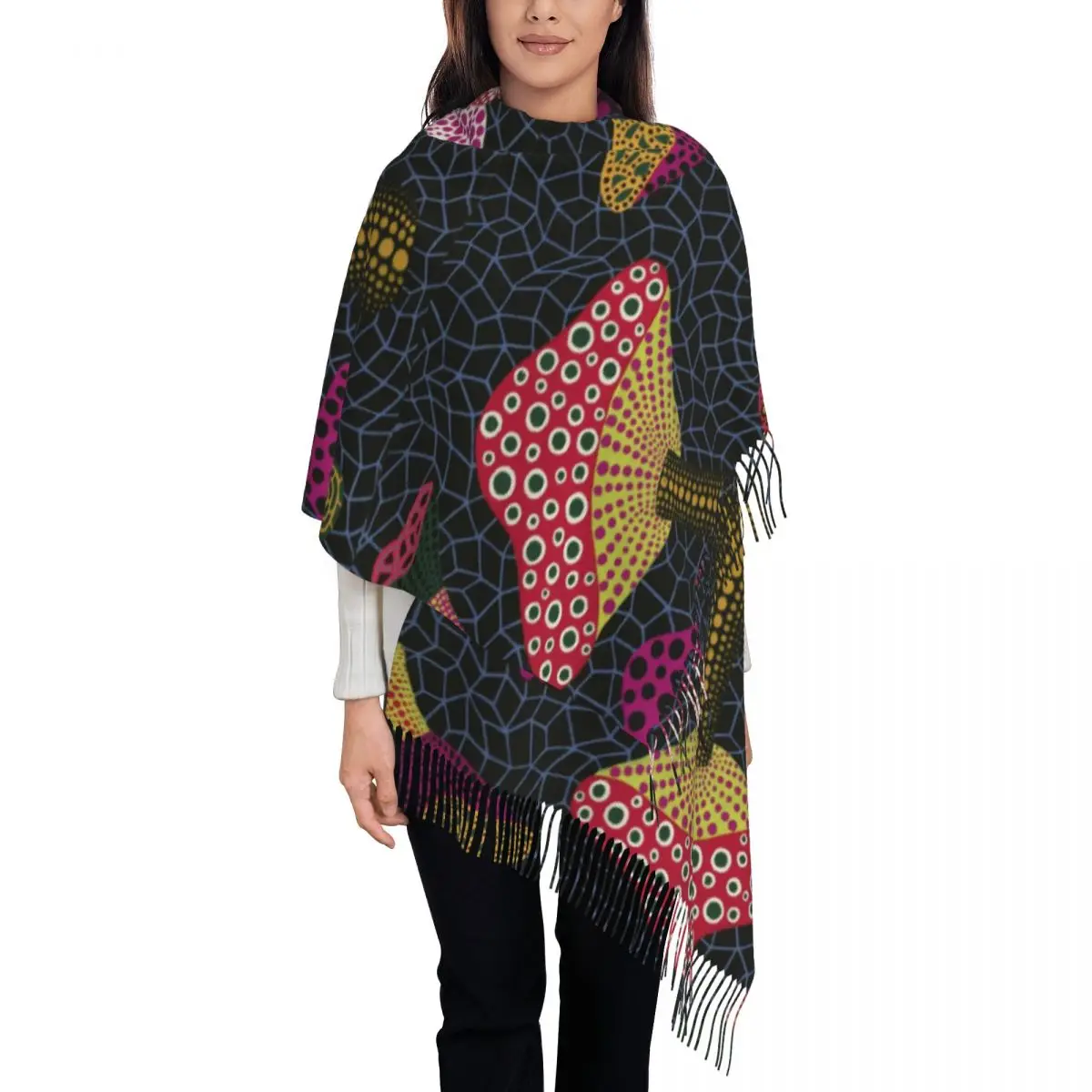 

Yayoi Kusama Art Shawls Wraps Women Winter Long Soft Scarf Polka Aesthetic Pashminas Shawl Scarves