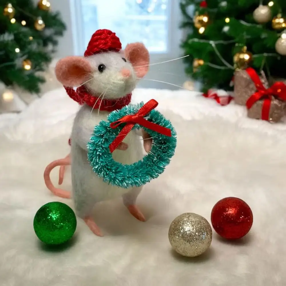 Mouse Doll Christmas Needle Felted Mouse Craft Decorations Needle Felted Cute Needle Felted Mouse Wool Felted