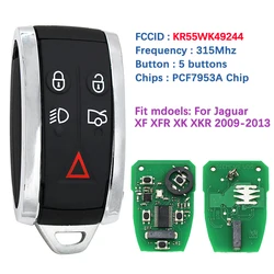 CN025005 inteligentny klucz na rynku wtórnym k55wk49244 dla Jaguar XF XJ8 XFR XK XKR 2009-2013 pilot zdalnego sterowania 315MHz PCF7953A Chip 5 przycisk