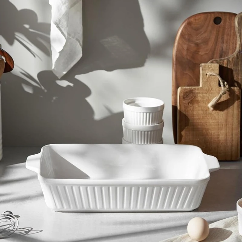 طبق خبز سيراميك، متوفر في 3 مقاسات من صينية Lasagna العميقة للفرن، مع مقابض، أدوات خبز آمنة ومتينة للفرن لـ Lasagna #5