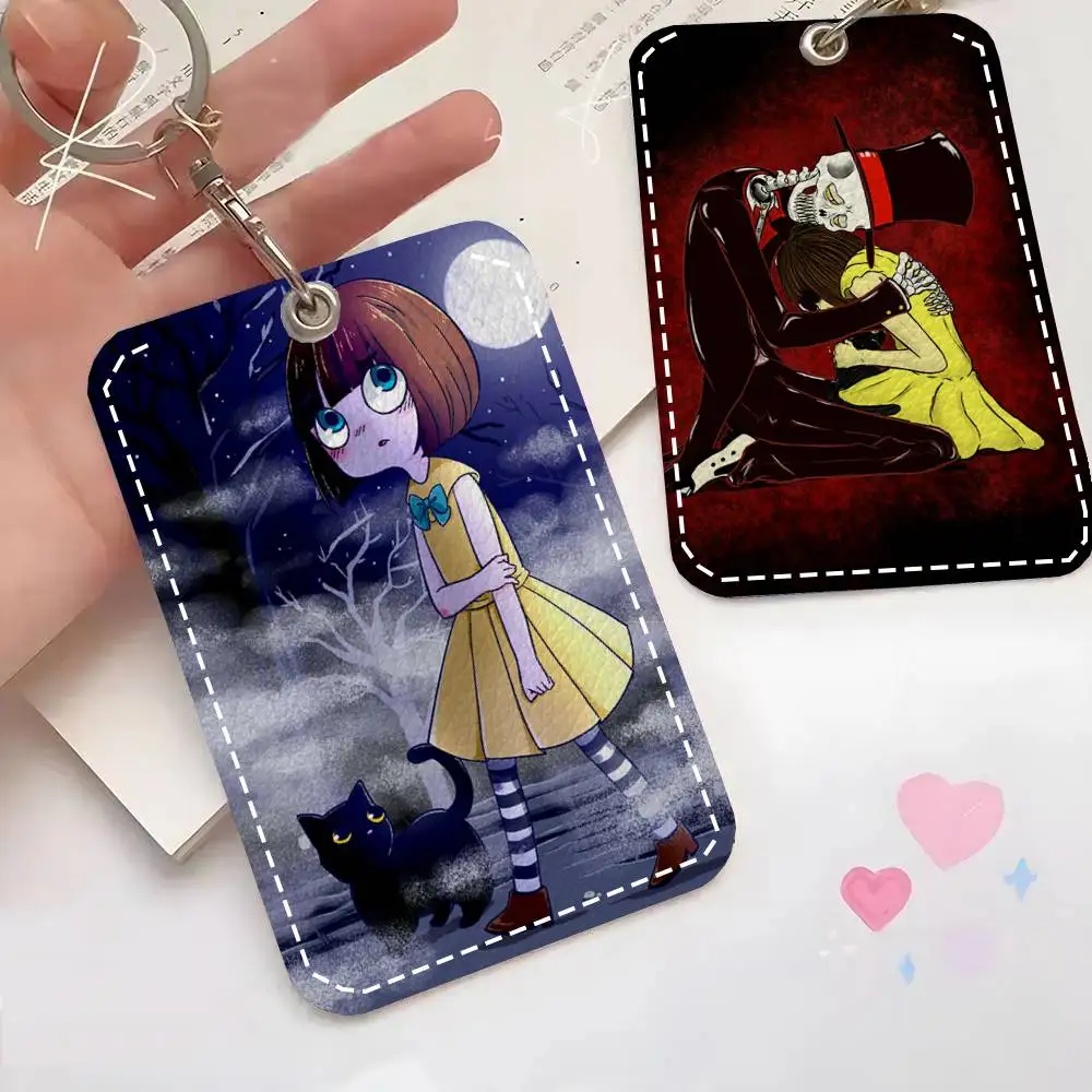 Fran B-Bow Horror Game Card Case Keychain Access Card Bag Key Tag Ring Leather Card Holder Key Ring Access