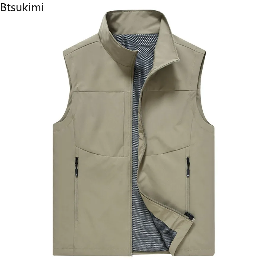 Spring Autumn Men's Outdoor Casual Vests Lightweight Multi-pockets Breathable Waistcoats Men Climbing Fishing Sleeveless Jackets