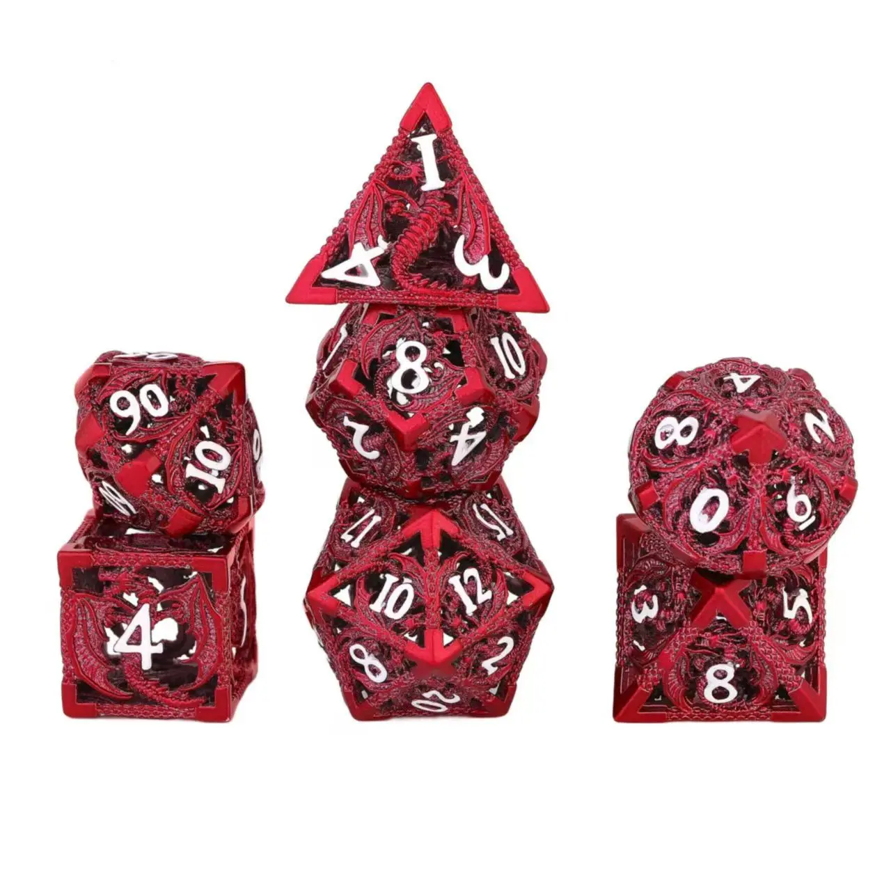 

Red Hollow Dragon Dice Metal D&D Dices set for Dungeons and Dragons DND Metal Dice role playing games dice Metal Cube