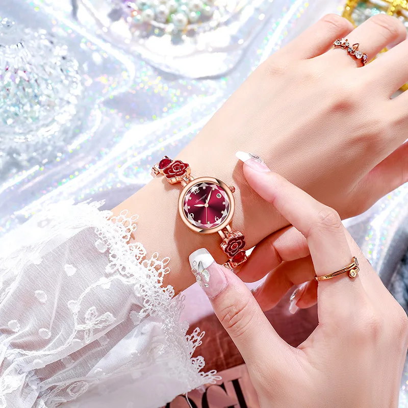 ZH200 العصرية موضة كاميليا سوار ساعة نسائية مقاوم للماء ساعة كوارتز مضيئة ضوء ساعة فاخرة هدية ، ساعات للمرأة