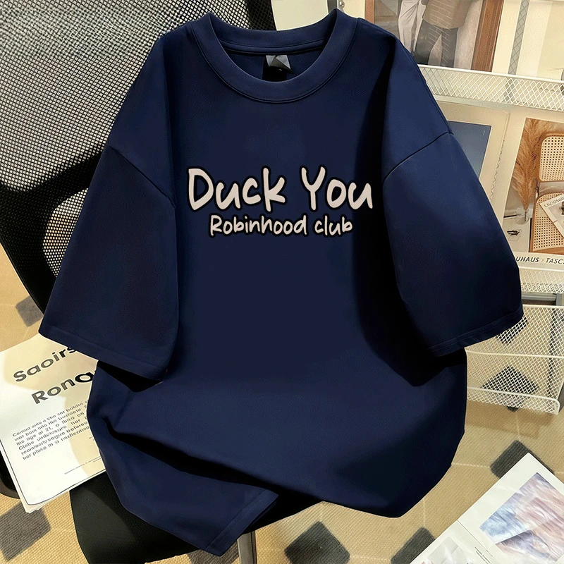 Unisex Navy Duck Graphic Tee - Cartoon Printed Rebellious Duck Duo Men Women Couples Streetwear Essential for Summer Shenanigans