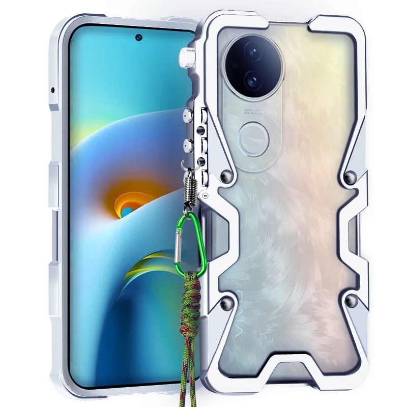 

Luxury Armor Metal Aluminum Phone Case For Vivo S30 S20 S19 S19 S17 S16 S15 Pro Cover Mechanical Purely Handmade Skull Bumper