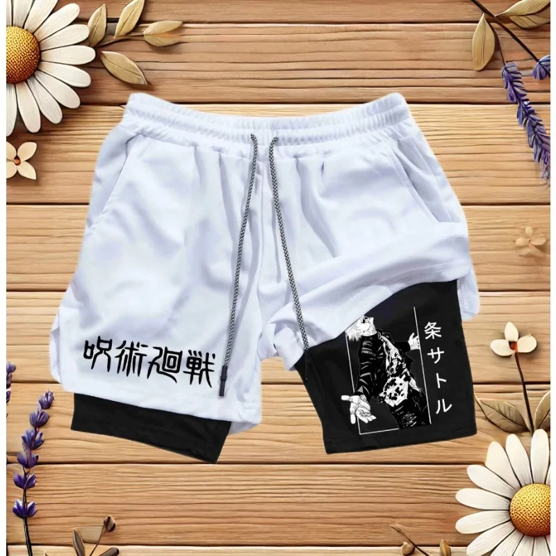 

Шорты в стиле аниме Jujutsu Kaisen, мужские быстросохнущие спортивные шорты с карманами, повседневная одежда для фитнеса, любители аниме