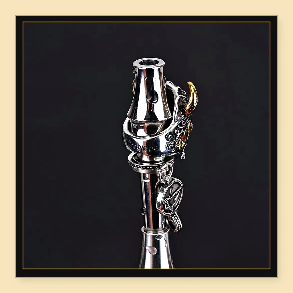 Punk Style Skull Horn Hookah Nozzle in Titanium Alloy - Unique Accessories for Hookah Tips