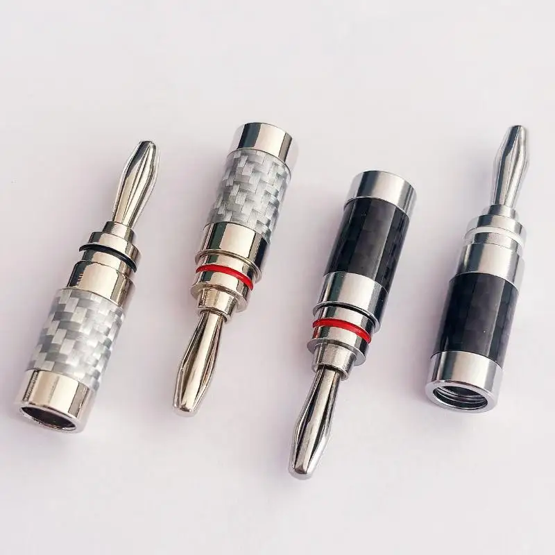 

1Pc Banana Plug Jack Socket Connector - 1Pc Speaker Amplifier Long Thread Binding Post Nut Audio Terminal Adapter