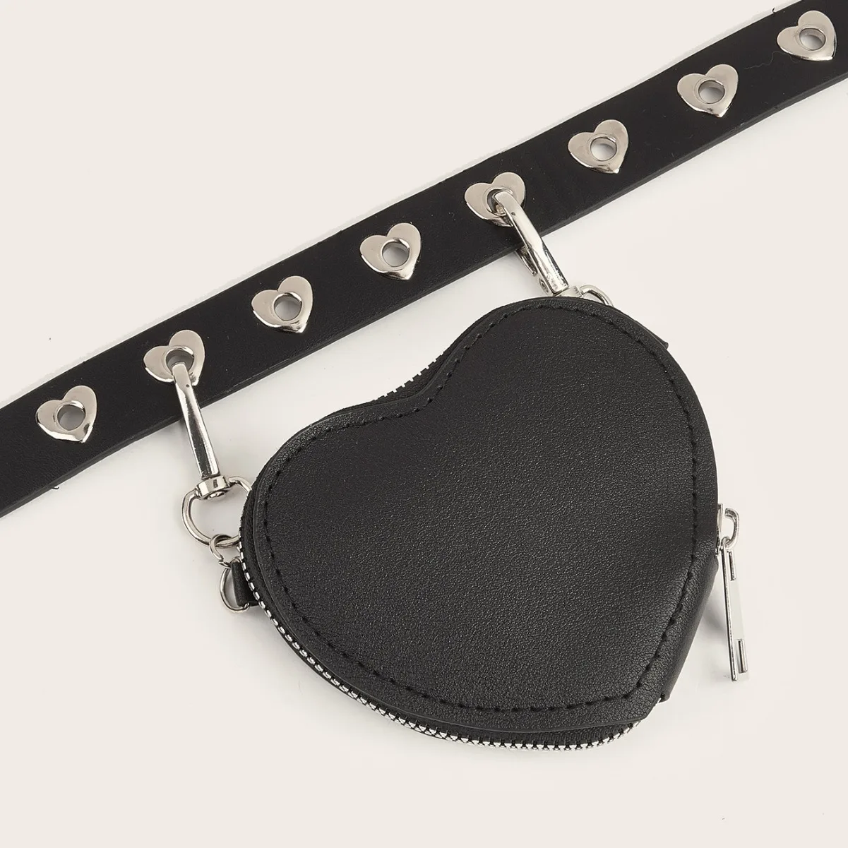 Fashion Mini Love Belt Women Metal Punk Style Fashion Concave Design Small Waist Bag Detachable Belt Decorative Bag Accessories