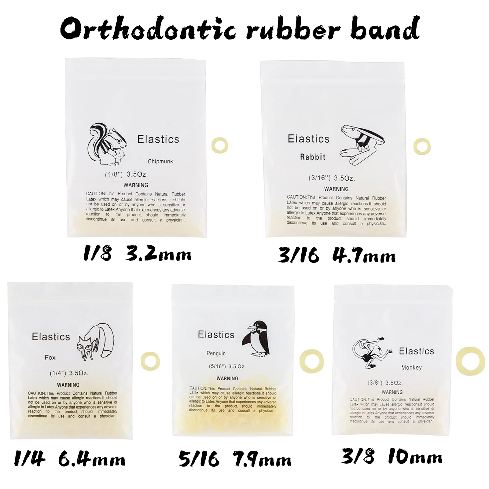 100 Pcs Orthodontic Elastic Rubber Bands, 3.5 Ounces Heavy Dental Rubber Traction Bands, Free Elastic Placer for Braces