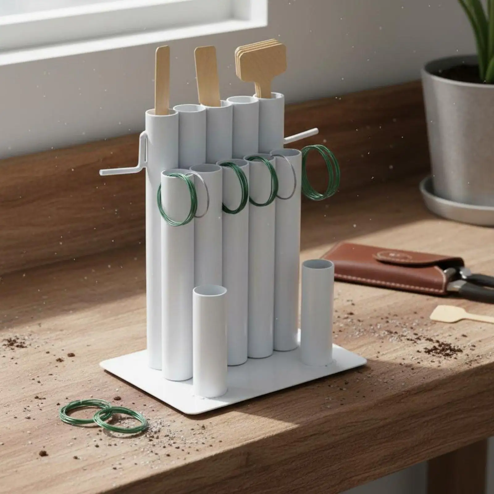 Wire Shelf Space Efficient Desktop Display Craft Tool Holder Multi Tube Organizer Stand for Workshop Storage