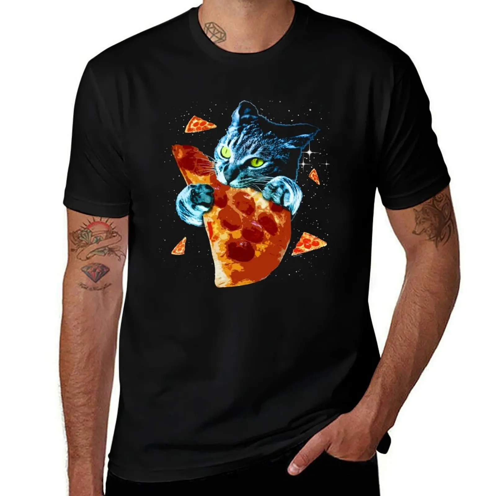 

Pizza Cat in Space T-Shirt man graphic t shirt man t shirt designer t shirts for man cotton T-shirt