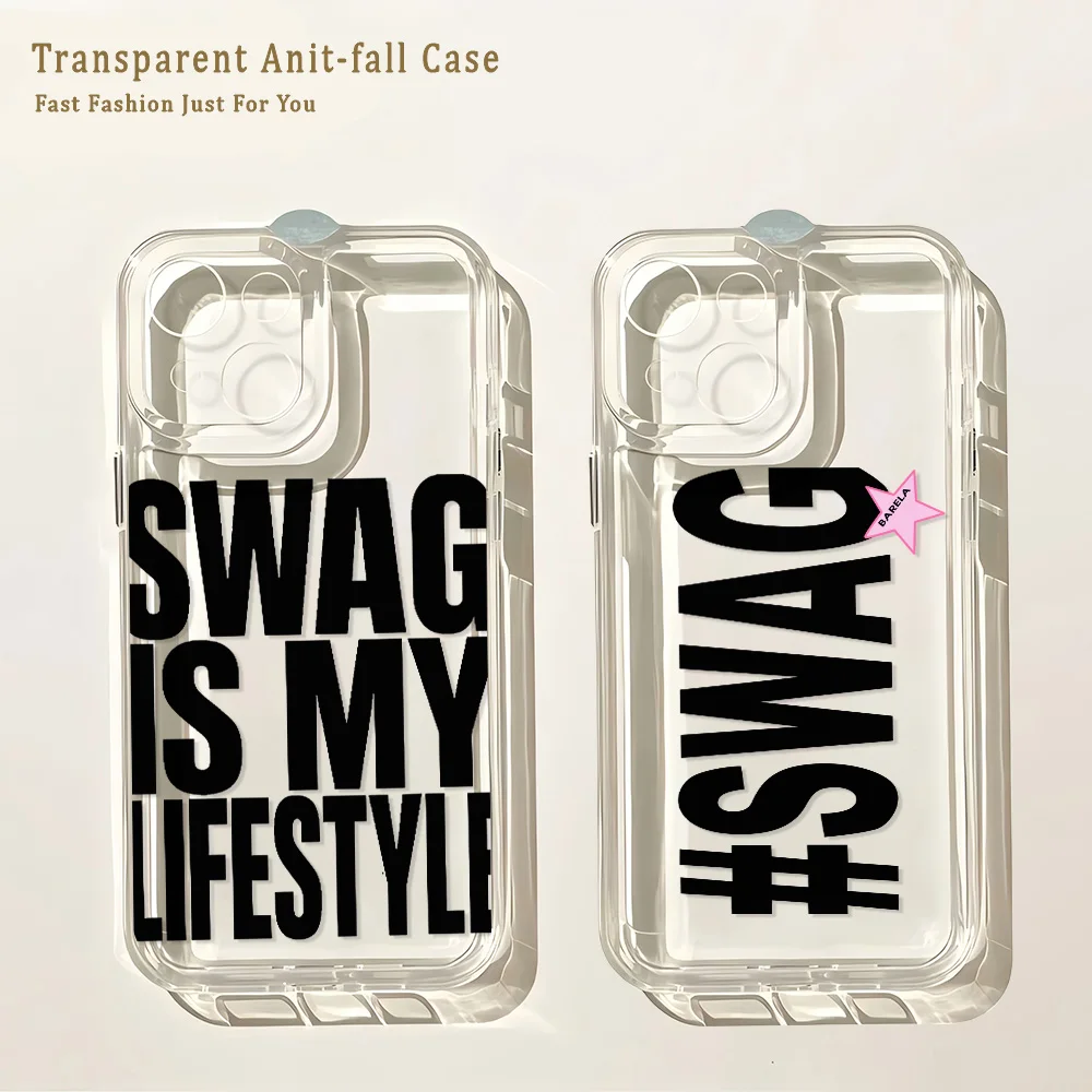 Чехол для телефона SWAG с рисунком, популярная модель, для iPhone 17 16 16e 15 14 13 12 11 Mini Pro Max X XR XSMax 7 8 Air Plus, прозрачная задняя крышка