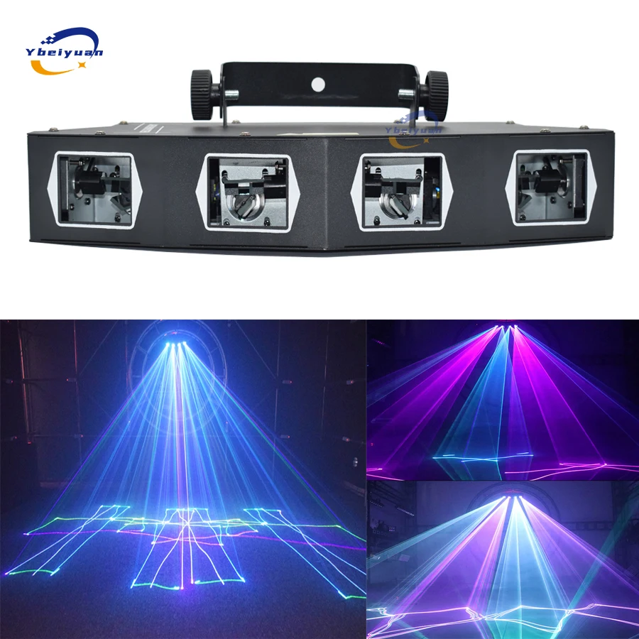 Four Lens RGB 3in1 LED Laser Light DMX512 Scanning Line Effects Stage Lighting Laser Projector Dj disco Cliub Dance Party Lights