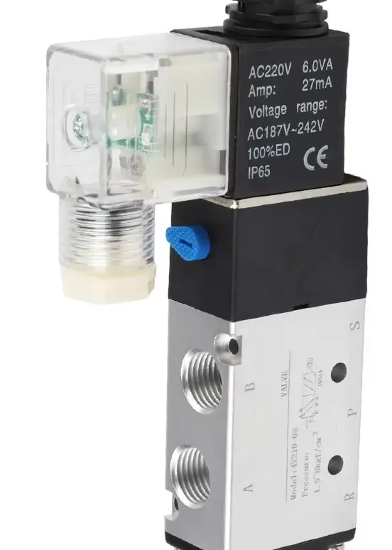 4V210-08 2-Position 5-Way Pneumatic Solenoid Valve, 1/4" BSPT Interface, AC 220V Compatible, Suitable For Automation Equipment
