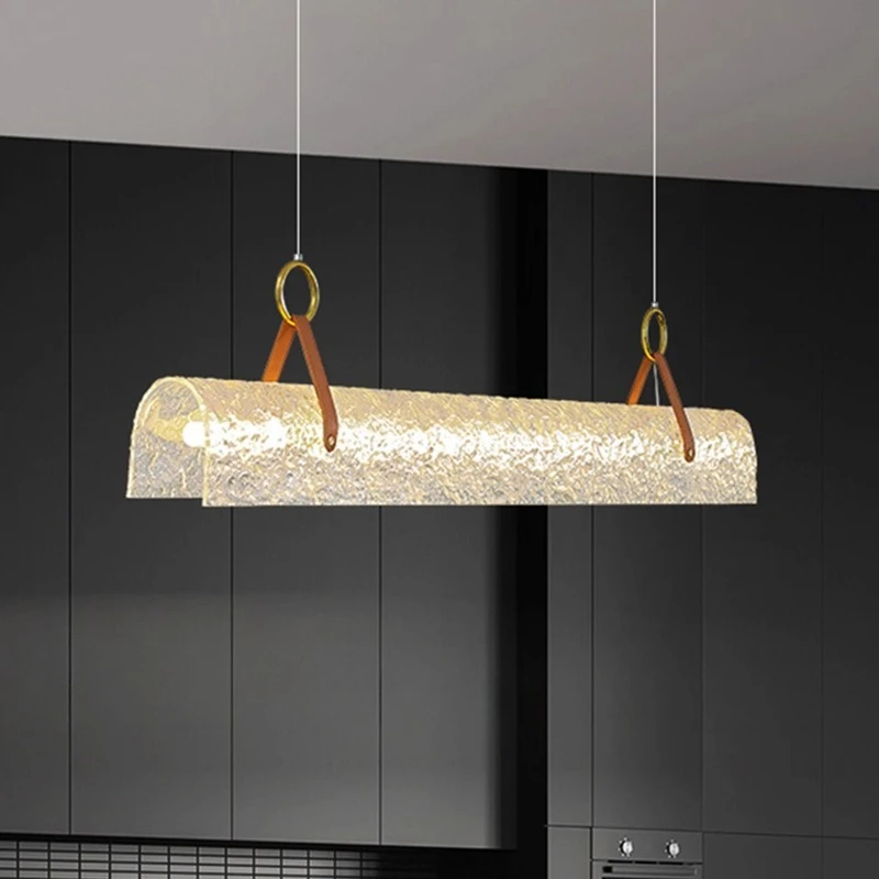 

Minimalist Long Water Ripple Acrylic Pendant Lights New Adjustable Modern Bar Office Dining Table Kitchen Parlor Hanging Lamps