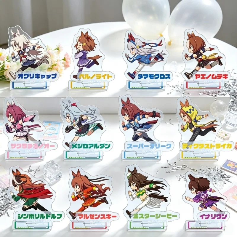 Acrylic Stand Figure Keychain Anime Uma Musume Pretty Derby 10CM Special Week,Silence Suzuka Double insertion Desktop Ornament