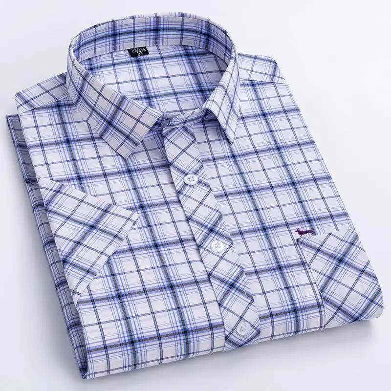 New Spring Men Casual Business Blouse 100%Cotton Slim Fit Embroidery Long Sleeve Harmont Blouses Plaid Blaine Shirts