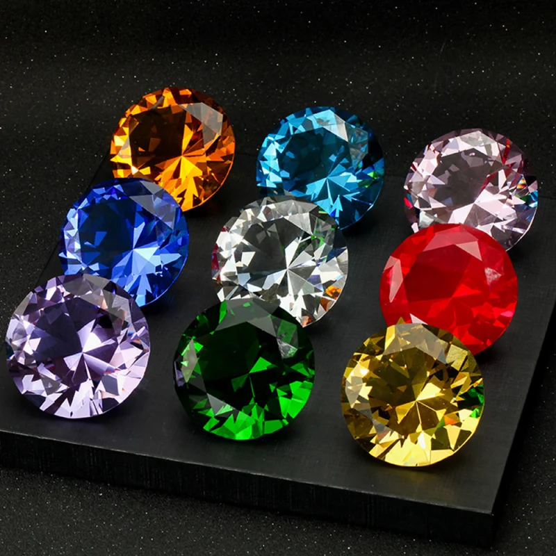 10 Colors Crystal Diamond Shaped Paperweight Decor Cut Glass Giant Gemstone Wedding Diy Jewelry Craft Christmas Ornament Gifts