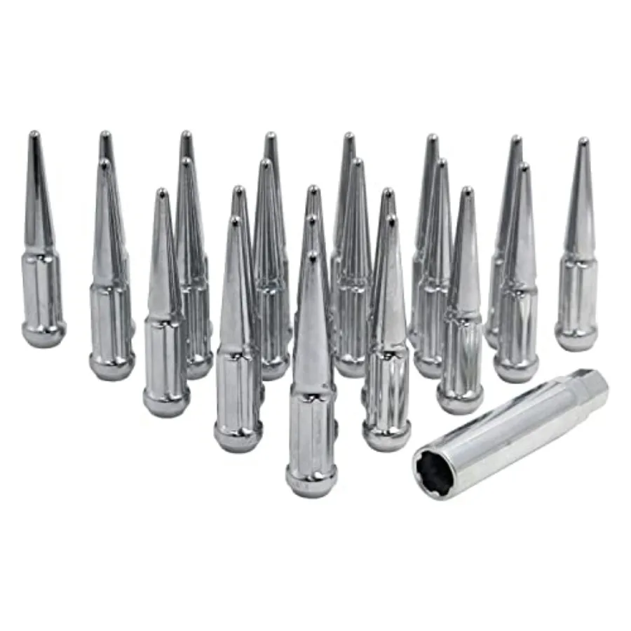 

20 Pcs -20 Thread 4.40" Long Lug Nuts 7/8" and " Fits Chevy C10 GMC C1500 Ford F150 Dodge Ram 1500 Ramcharger Jeep Wrangler