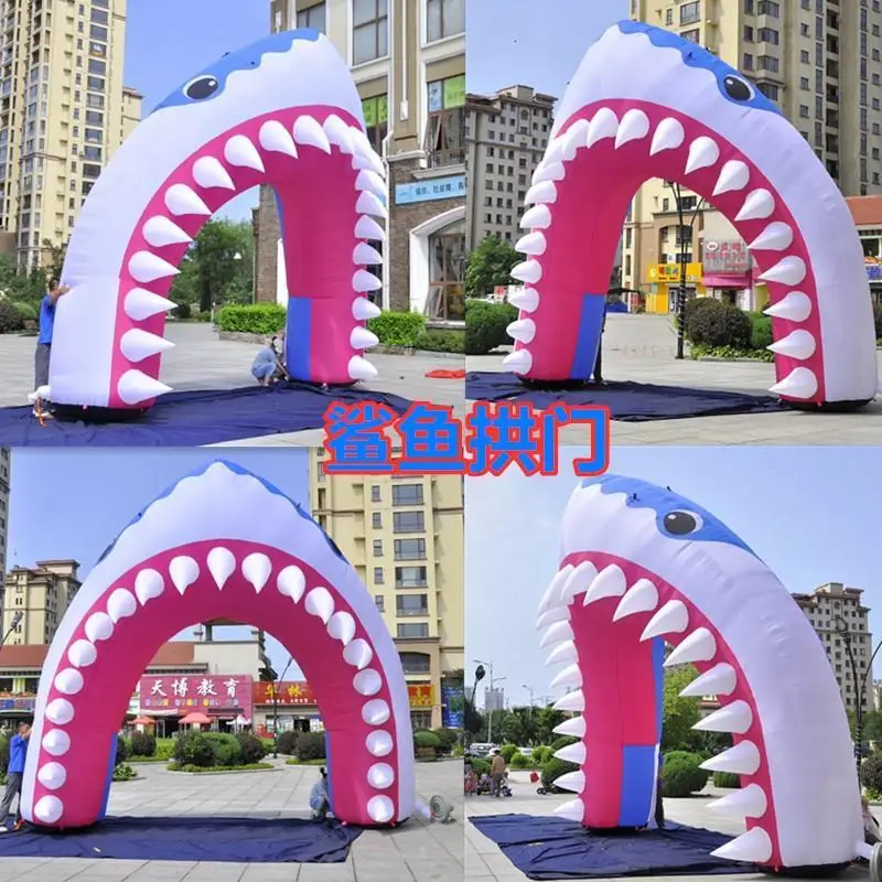 

Custom Outdoor Activity Inflatable Shark Mouth Arch With Blower Animal Archway For Ocean Event Advertising