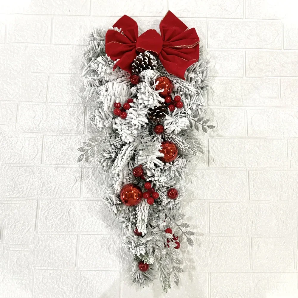 Christmas Wreath Candy Cane Artificial Wreath Window Door Hanging Garlands Rattan Home Christmas Decoration 2024