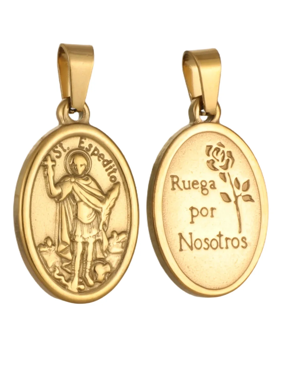 Catholic Patron St. Espedito Medal Pendant Oval Stainless Steel Devotional Amulet Protection Charms for DIY Jewelry Accessories