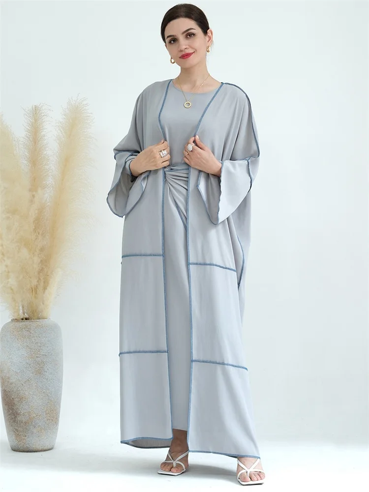 

Sleeveless Dress for Muslim Ramadan and Eid, Wrap Skirt, Kimono, Jalabiyat, Dubai, Moroccan, Islamic Clothing, 3 Piece