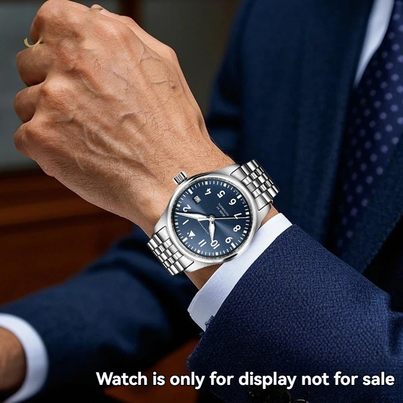 20MM roestvrijstalen horlogeband voor IWC Pilot Chrono IW3282 IW3281 - Arc Mouth Strap vervangende polsband met stevige sluiting